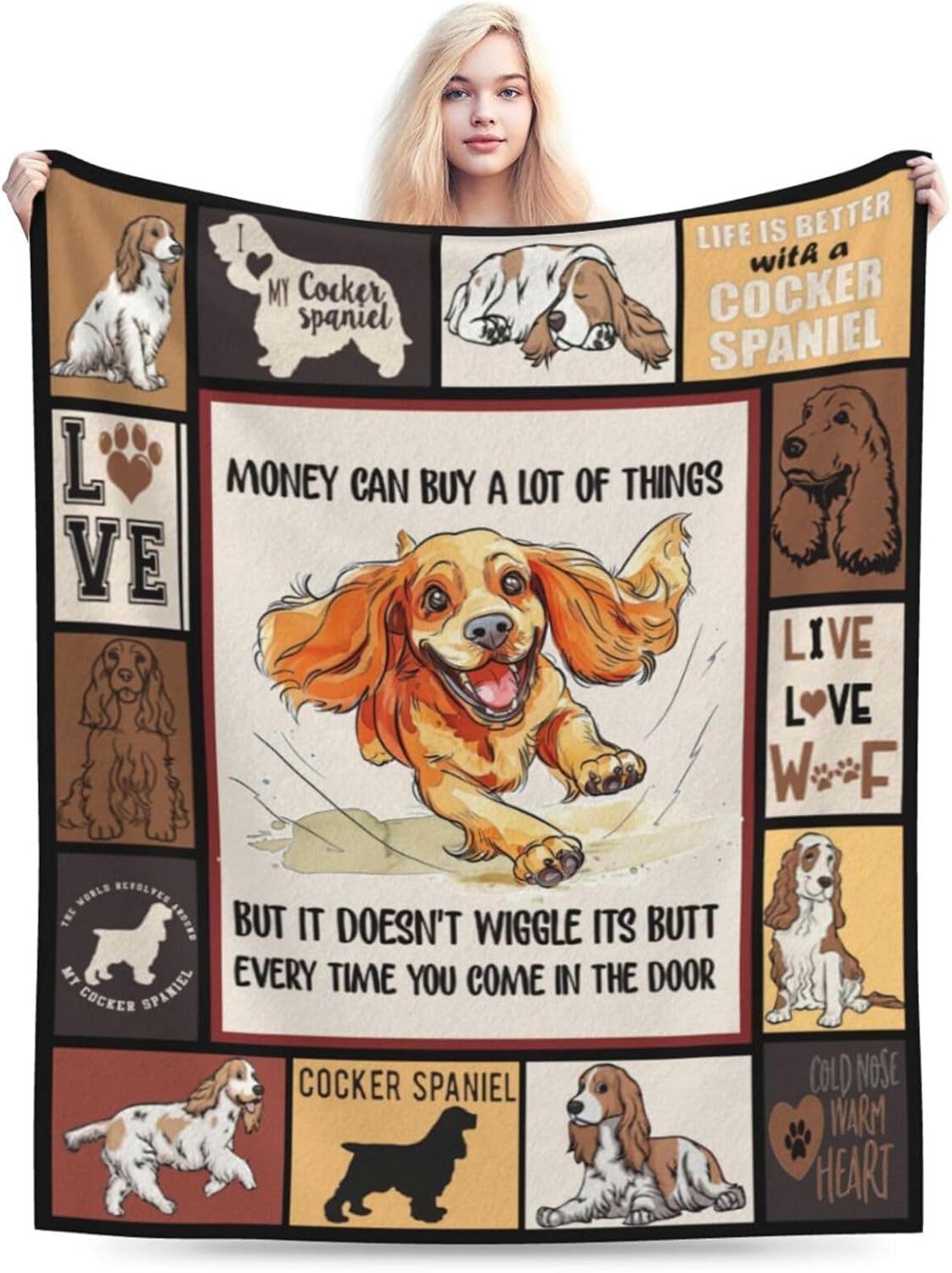Cocker Spaniel Blanket Cocker Spaniel Puppy Throw Blanket Gifts for Dog Lover Women Girls Ultra Soft Cozy Fuzzy Plush Fleece Flannel Bedding Dog Stuff Blanket for Kids Adults Bed Sofa 40"X50" - Image 2