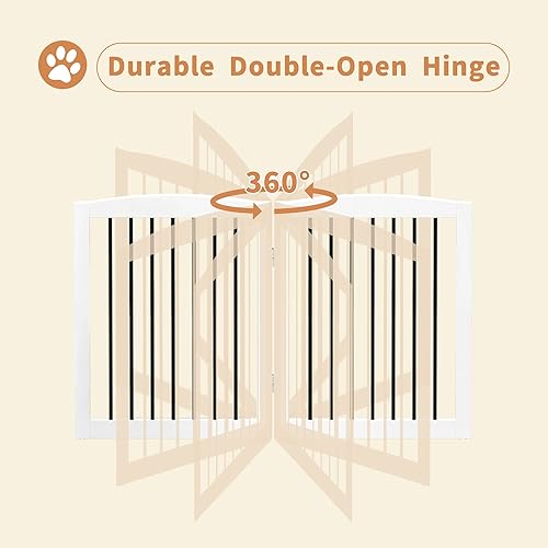 Miniatura 6 de PUPETPO Puerta independiente para mascotas para perros, puerta plegable de madera para perros para casa, puerta interior para perros para escaleras,