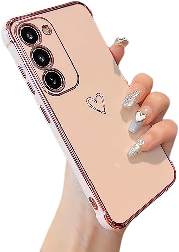 Vista 69 de ZTOFERA Funda diseñada para Samsung Galaxy A13 5G/Galaxy A04S, bonito borde chapado con patrón de corazones de amor con protección para lente