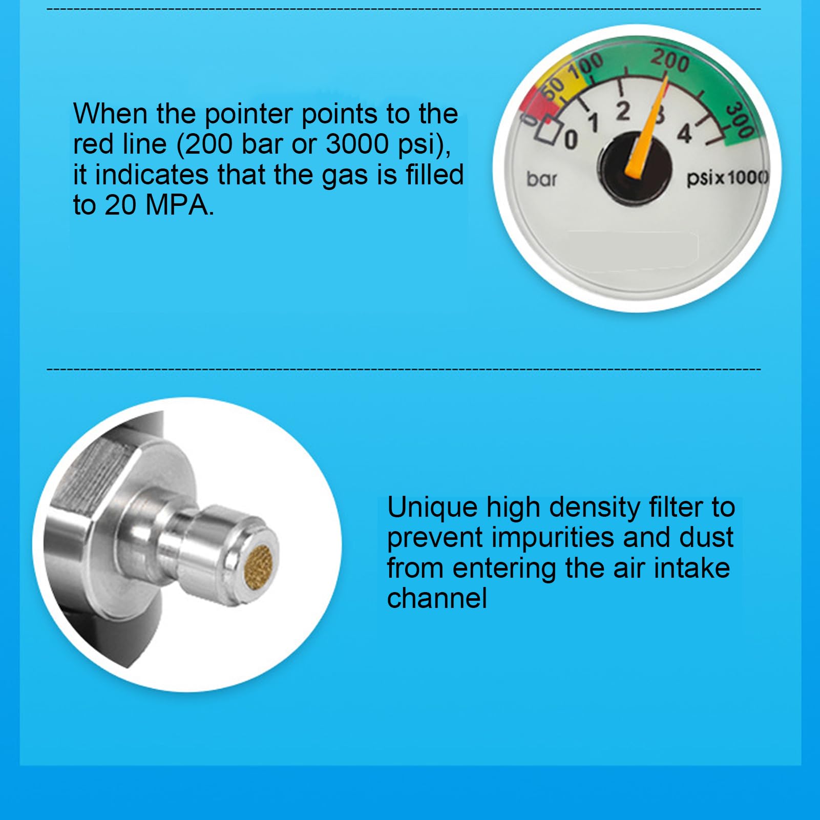 Yuezhongoo Mini Scuba Tank 0.5L Portable with Pressure Gauge Mini Diving Oxygen Cylinder for Snorkeling (Green)