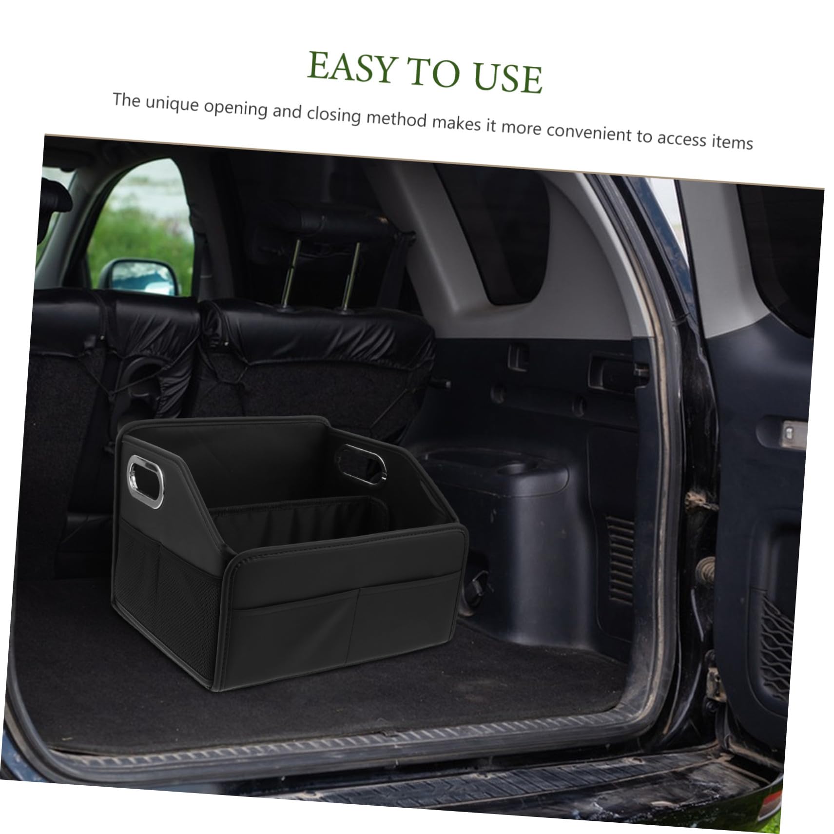 Amosfun Caja De Almacenamiento Para Coche Organizador De Maletero De Poliuretano Organizador De Comestibles Para Coche Portaequipajes Para Maletero Resistente