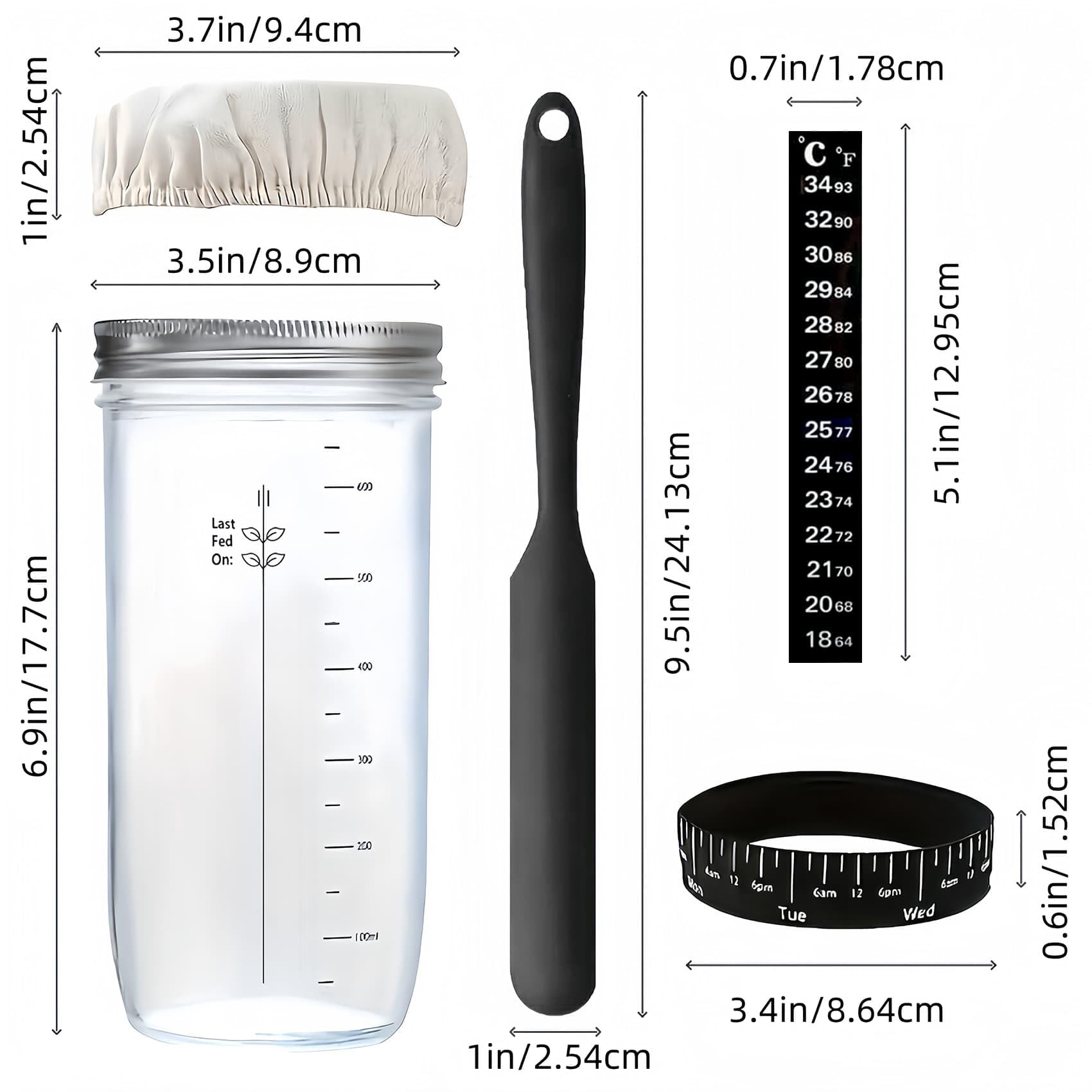 Kit Levain LuoJinyi 730 ML Couvercle En Aluminium, Toile De