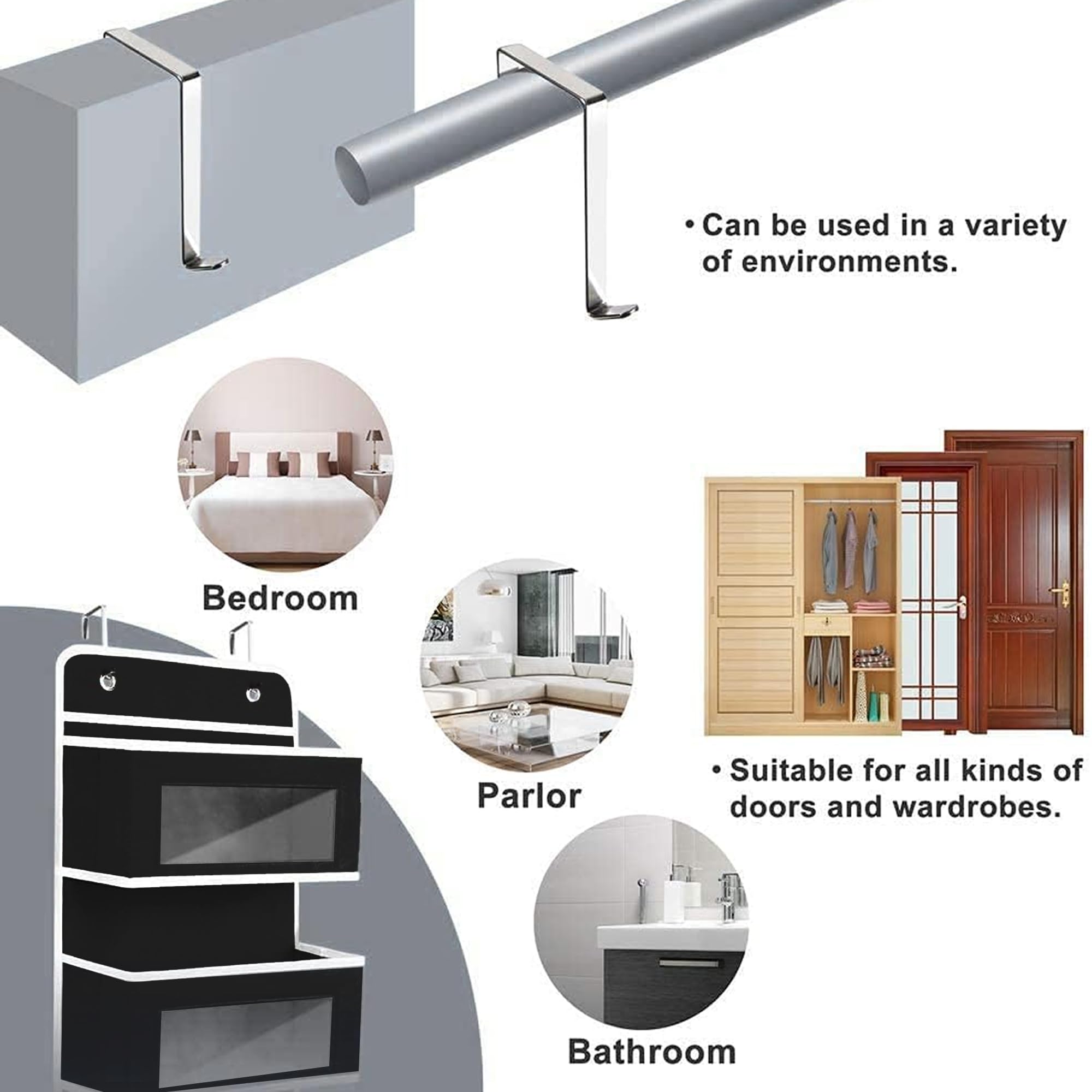 plastific 5 Tier Hanging Wardrobe Storage Shelf Organiser Breathable Closet Pockets Unit Cupboards Shelves Foldable for Clothes Sweaters Shoes Accessories (5 Tier Hanging Storage - Image 3
