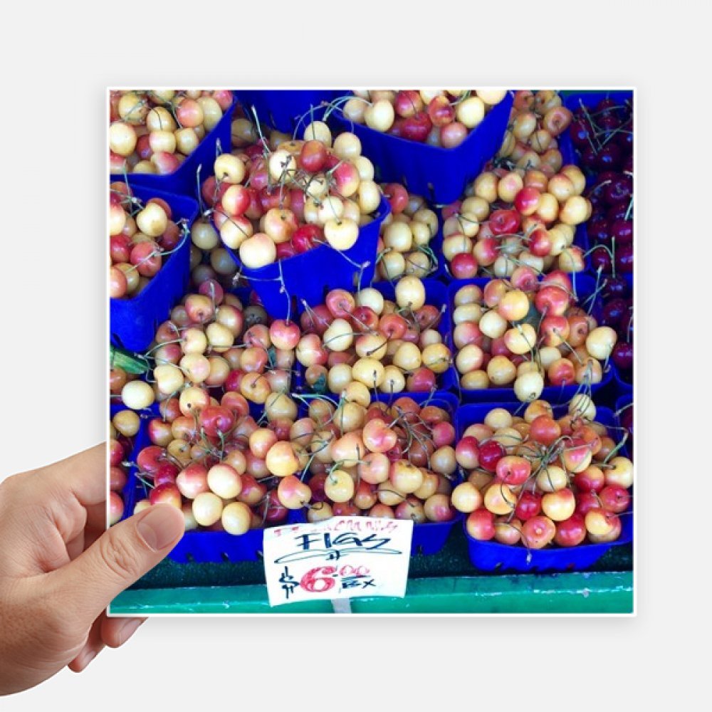 Autocollant carré de 20 cm cerise multicolor pour ordinateur et mur x4