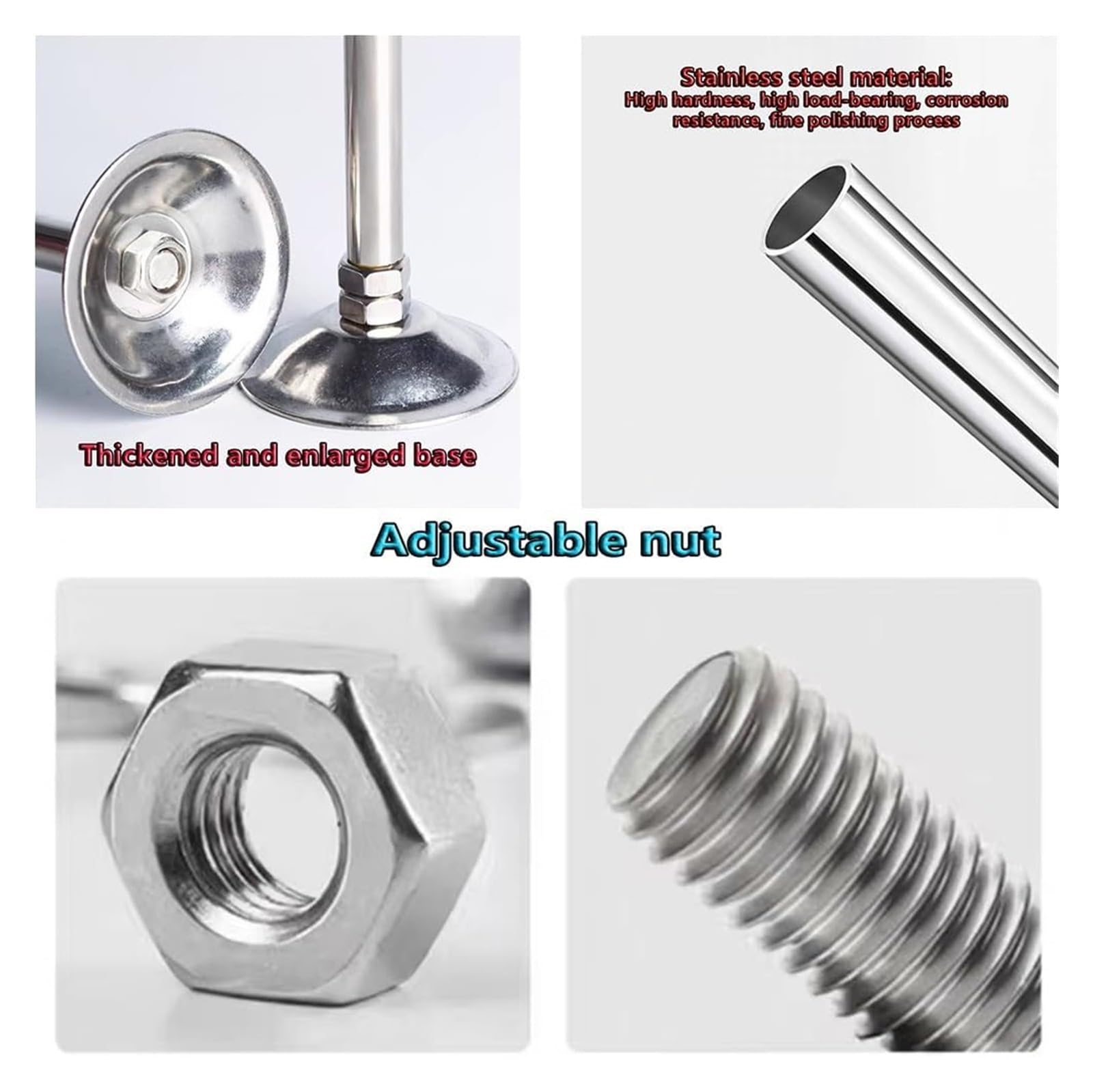 Patas para muebles de lavabo, Barras de soporte ajustables for lavabo de baño, kit de reparación de patas de fregadero de cocina de acero inoxidable for muebles de gabinete, 2 piezas(Height 56 71cm(22
