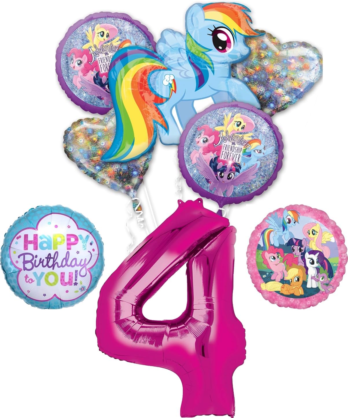 My Little Pony 4th Birthday Party Supplies Rainbow Dash Balloon Bouquet Decorations