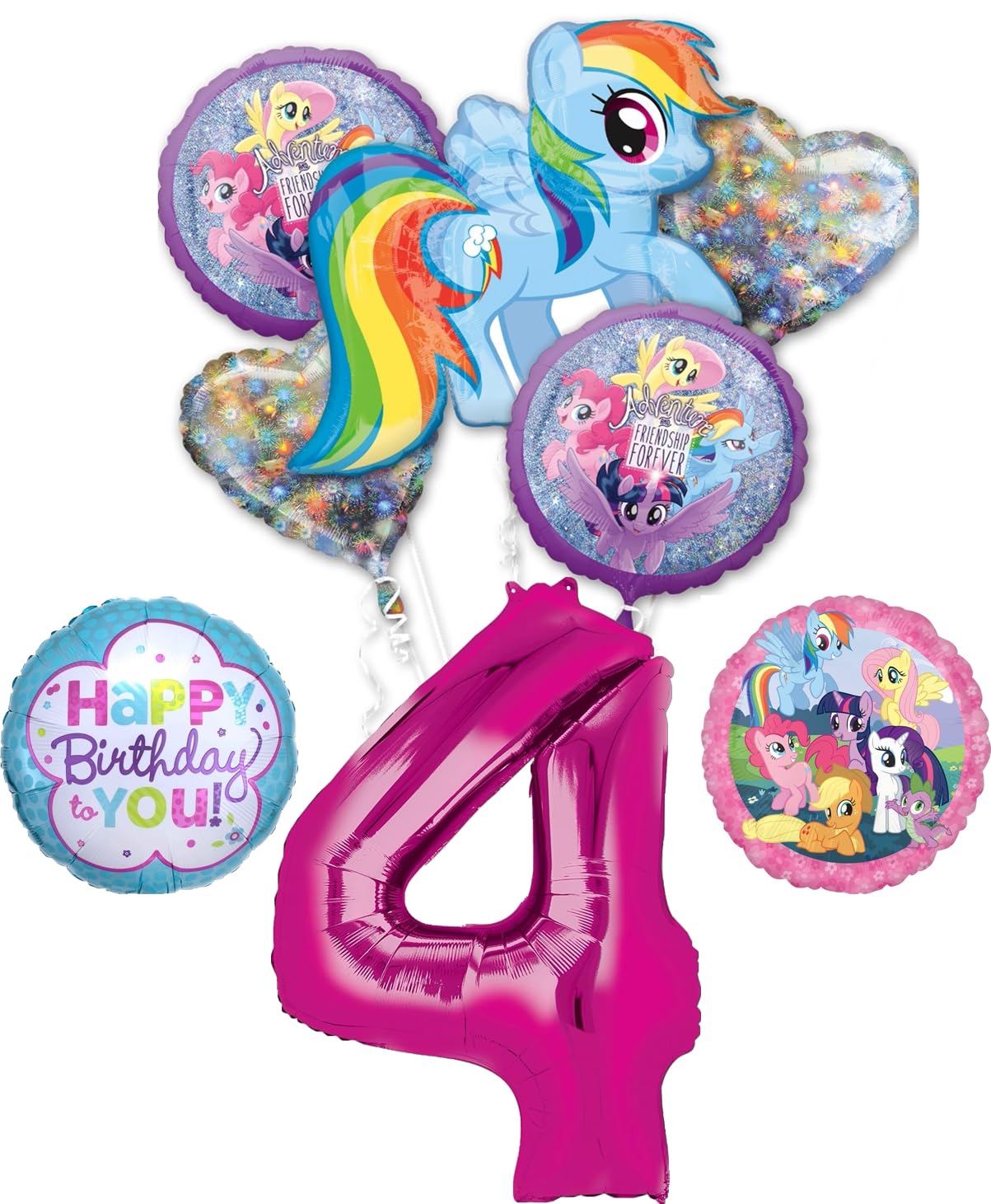 My Little Pony 4th Birthday Party Supplies Rainbow Dash Balloon Bouquet Decorations