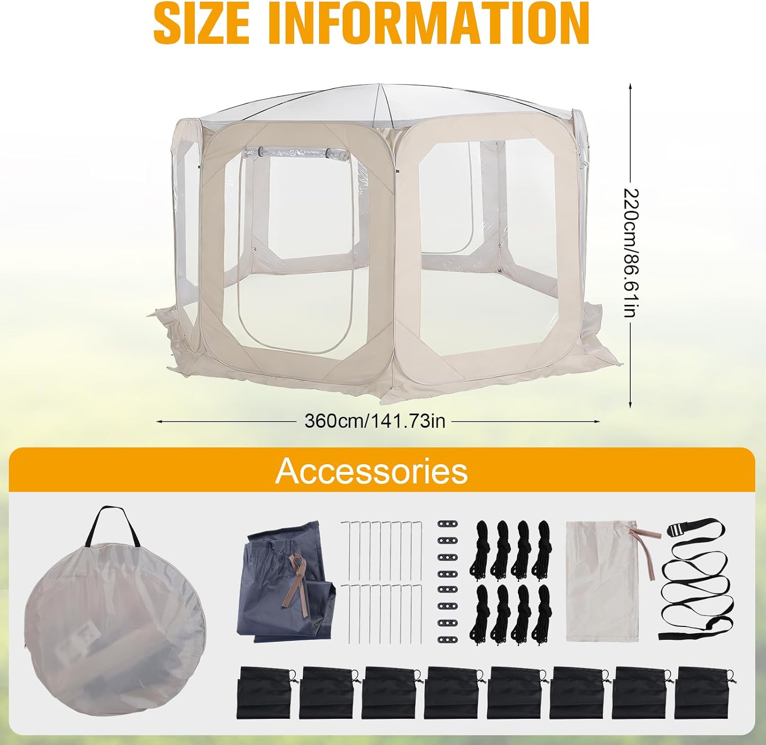 Pop Up Bubble Tent 12x7ft Igloo Tent Dome for 6-8 Person Bubble House with Rain Cover & Storage Bag for Camping Parties and Stargazing