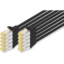 DIGITUS LAN cable Cat 6A - 0.5m - 10 pieces - RJ45 network cable - S / FTP shielded - Compatible with Cat-6 & Cat-7 - black