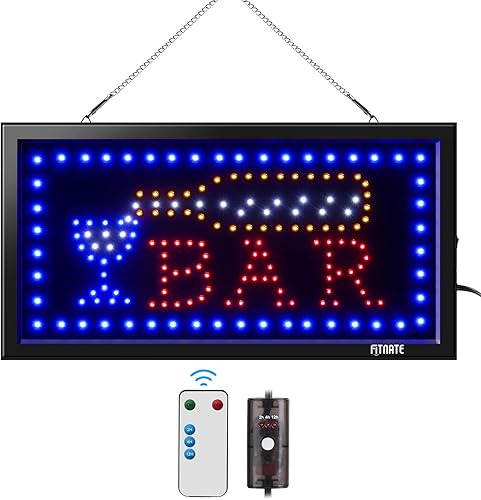 Letrero abierto LED, letrero de barra de negocios, letrero de pantalla eléctrica, con control remoto y función de temporizador, 2 modos de