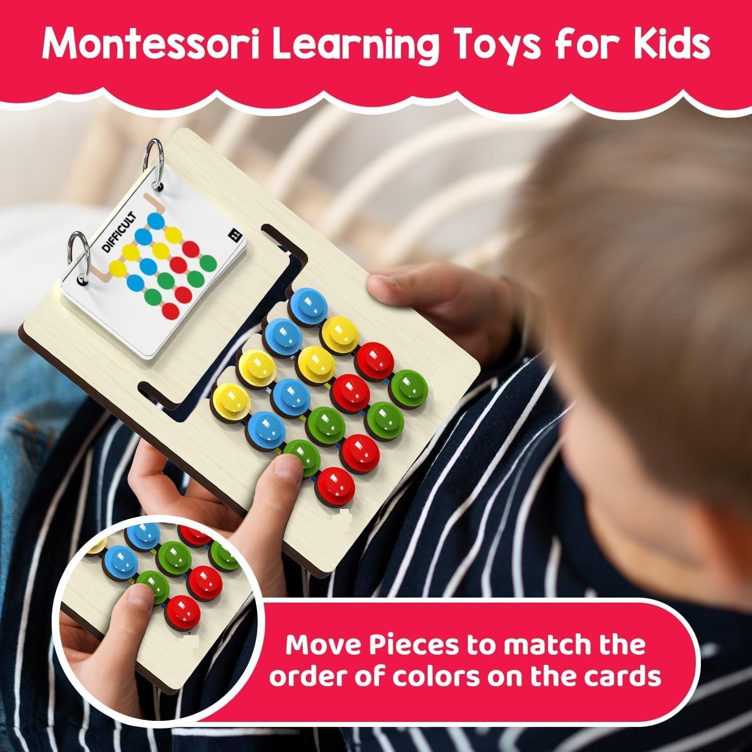 Verra Enterprise Kids Montessori Slide Puzzle Color & Pattern Matching Learning Toys Preschool Educational Activity Toy 1