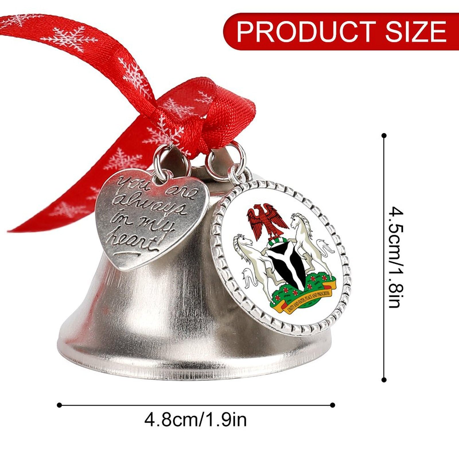 Coat of Arms of Nigeria Funny Christmas Bell Ornament Cute Xmas Tree Hanging Pendant Decoration for Holidays Party