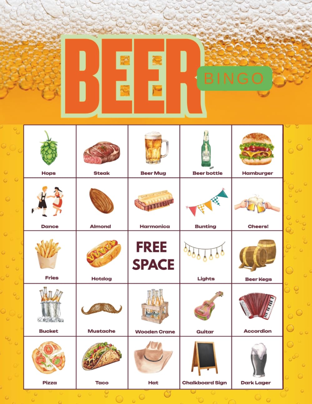 Beer bingo: 32-Player Bavarian Themed Party Game for birthday, bridal shower, Beer Tasting Event, Oktoberfest Party