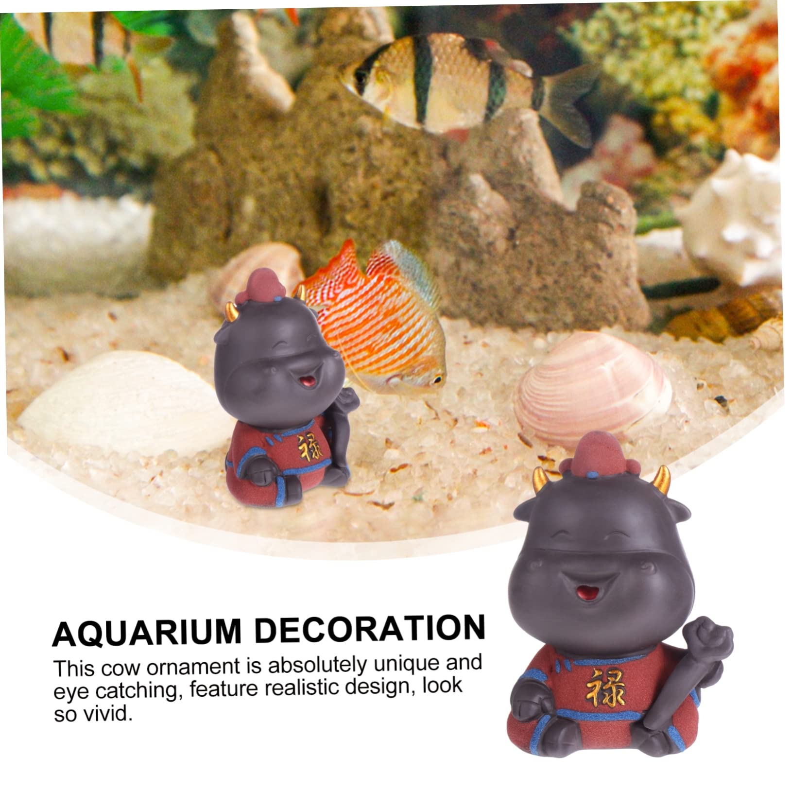 Décorations d'aquarium, Grotte d'aquarium, décoration d'aquarium, décoration de Voiture, Mini Sculpture de Vache, décoration Chic, Ornement de Veau, Jouets d'aquarium, Poissons d'aquarium