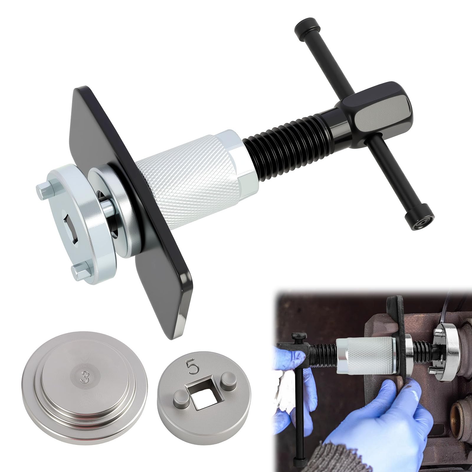 3 PCS Set di Strumenti per il Ripristino del Pistone del Freno, Kit di Arretramento del Caliper in Acciaio al Vanadio, pinza pneumatica a pistone del freno, Utensile per Cambi di Freno per Auto e Moto