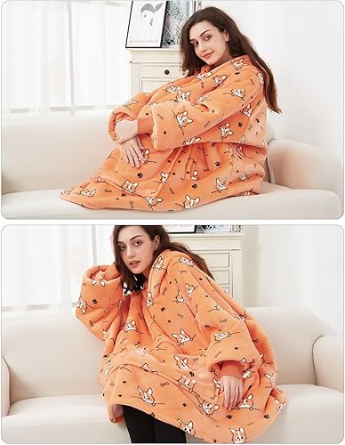 Miniatura 4 de KFUBUO Manta con capucha para adultos, sherpa, todos los patrones, sudadera de perro de gran tamaño con bolsillos, lindas sudaderas con capucha,