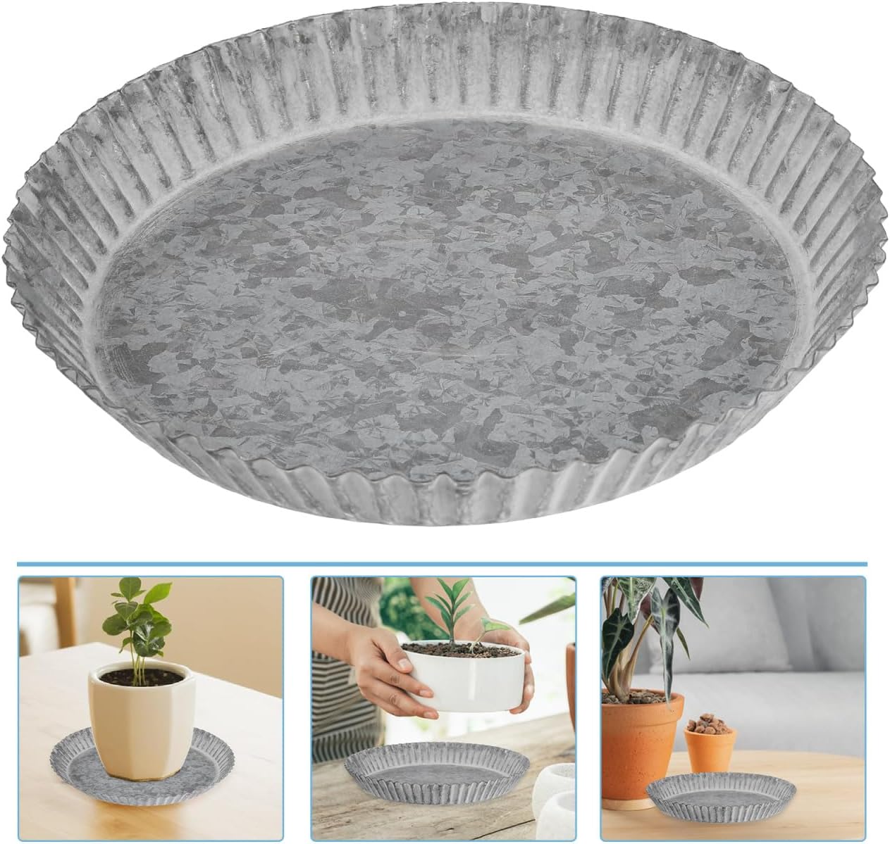 Yardwe Vintage Iron Flower Pot Saucer 7.7 Inch Metal Plant Water Catcher Tray for Indoor Outdoor Garden Plant Container Accessories
