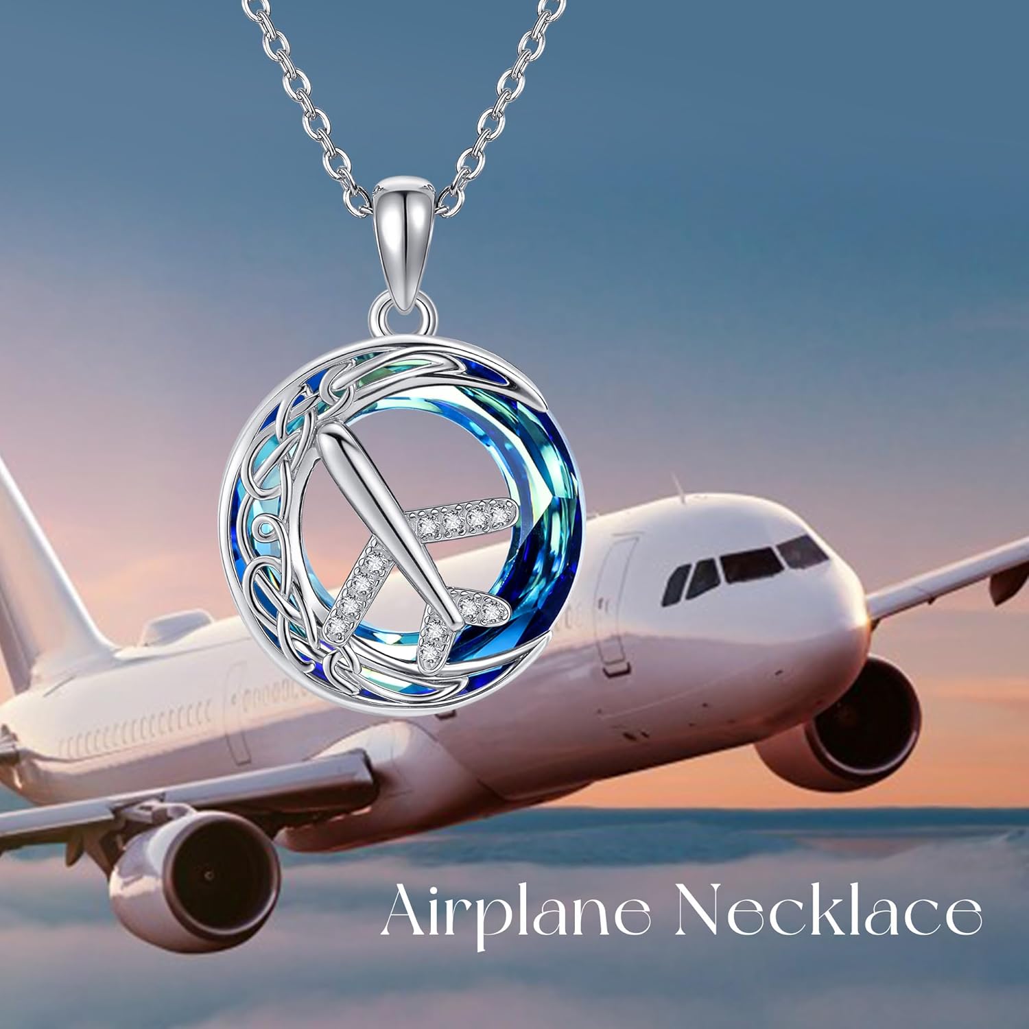 UCADRIT Airplane Necklace Sterling Silver Airplane Pendant Flight Attendant Jewelry Gifts for Women Aviation Lovers - Image 6