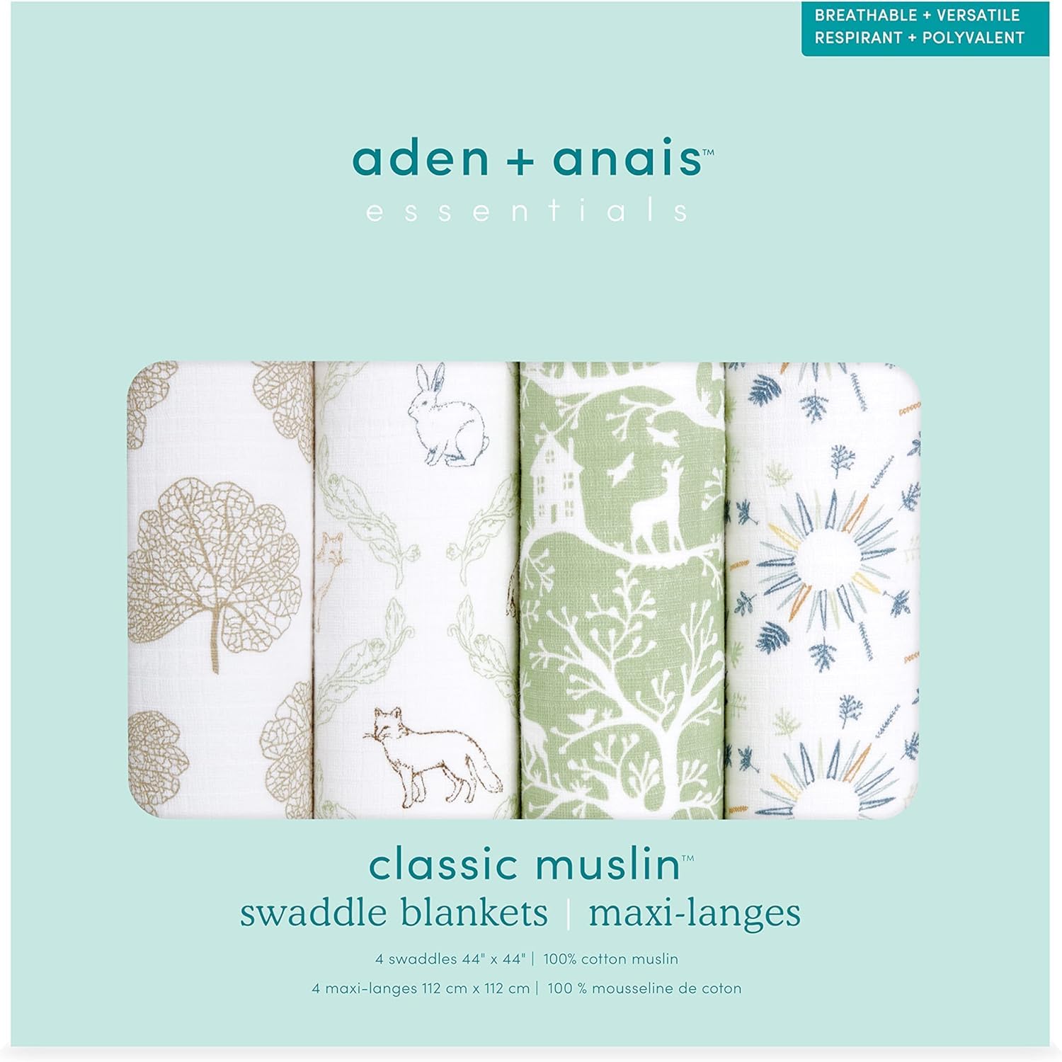 aden + anais™ Essentials Baumwoll-Musselin-Pucktuch Harmony in 4er-Packung