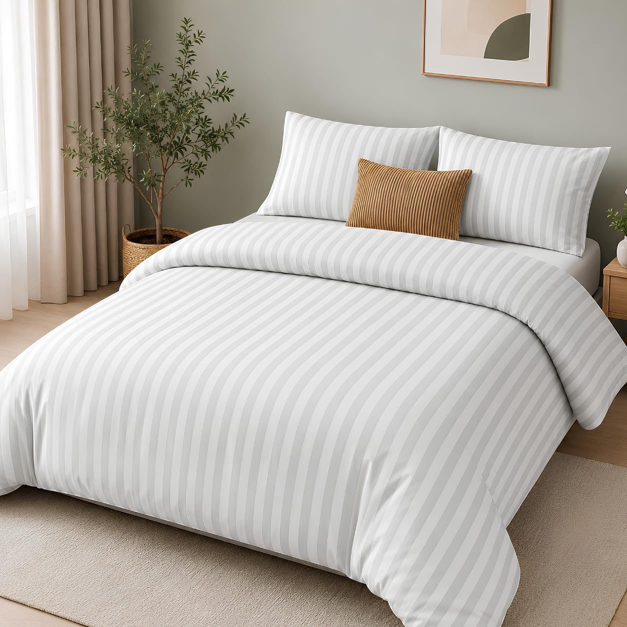 4AS Single Duvet Cover Set – Premium Microfiber Bedding Set with Pillowcase (137 x 200 cm) Ultra-Soft, Hypoallergenic, Non-Iron Quilt Cover with Button Closure (White, Single)