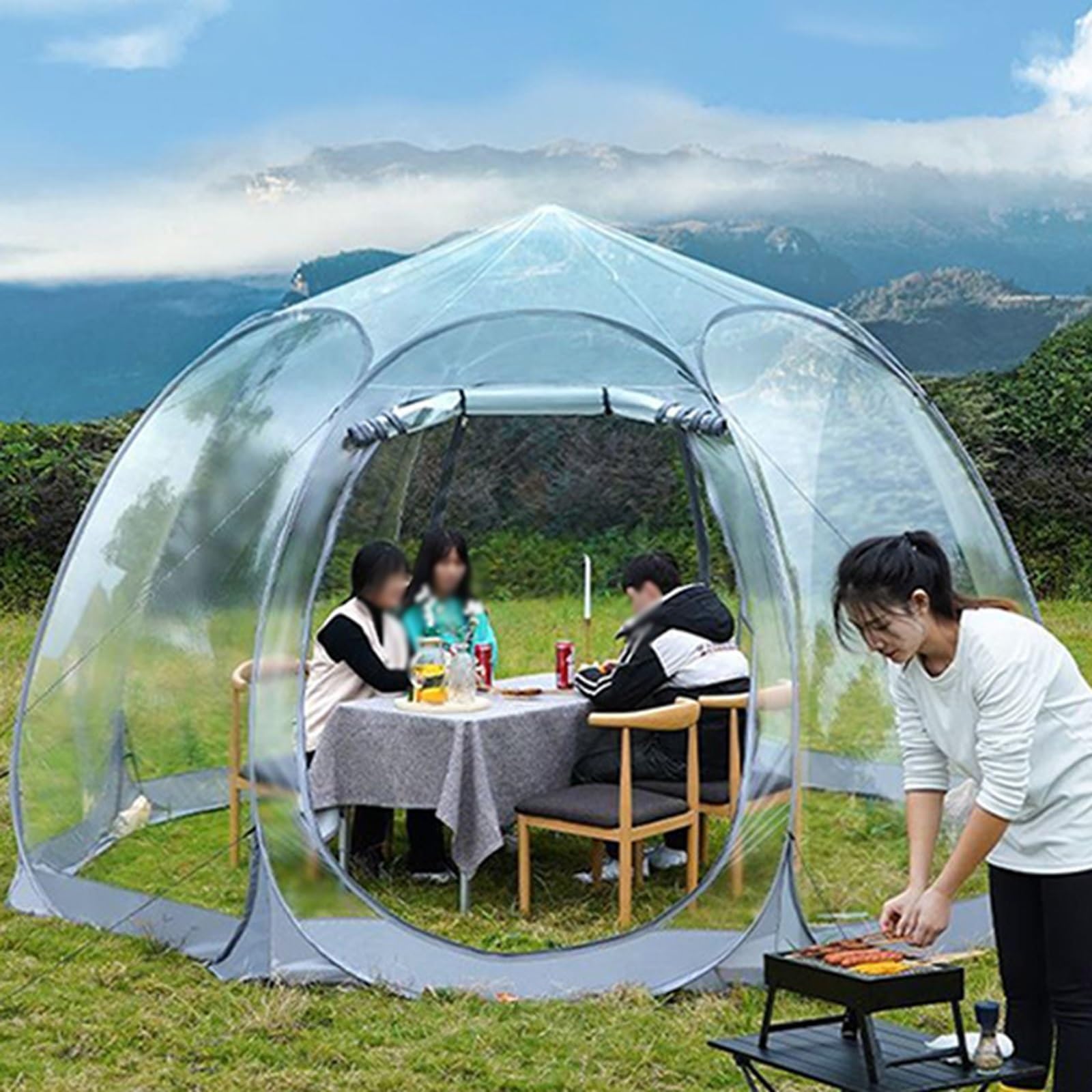 Bubble Tent Pop Up Gazebo, 3 m Garden Dome Bubble Tent, Bubble House PVC Garden Dome Clear Screen House for Sports Events, Camping, Fishing, Outdoor Activities