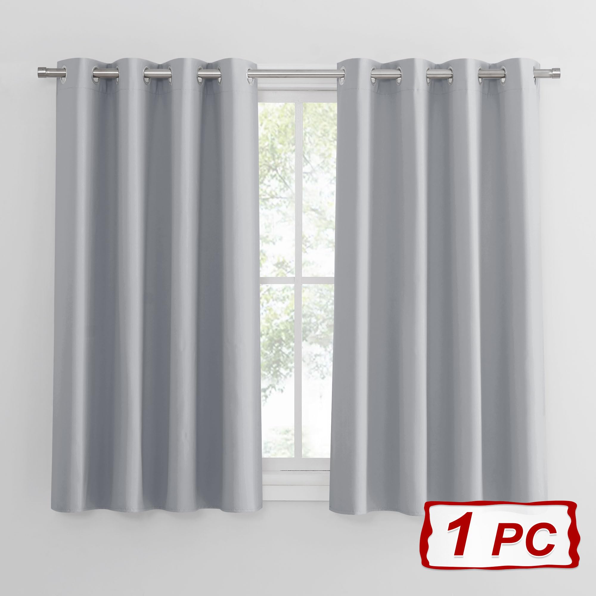 PONY DANCE Tende Oscuranti per Interni per Camera da Letto Decorazione Curtains Soggiorno con Anelli 1 Pezzo L 132 x A 137 cm, Grigio Chiaro