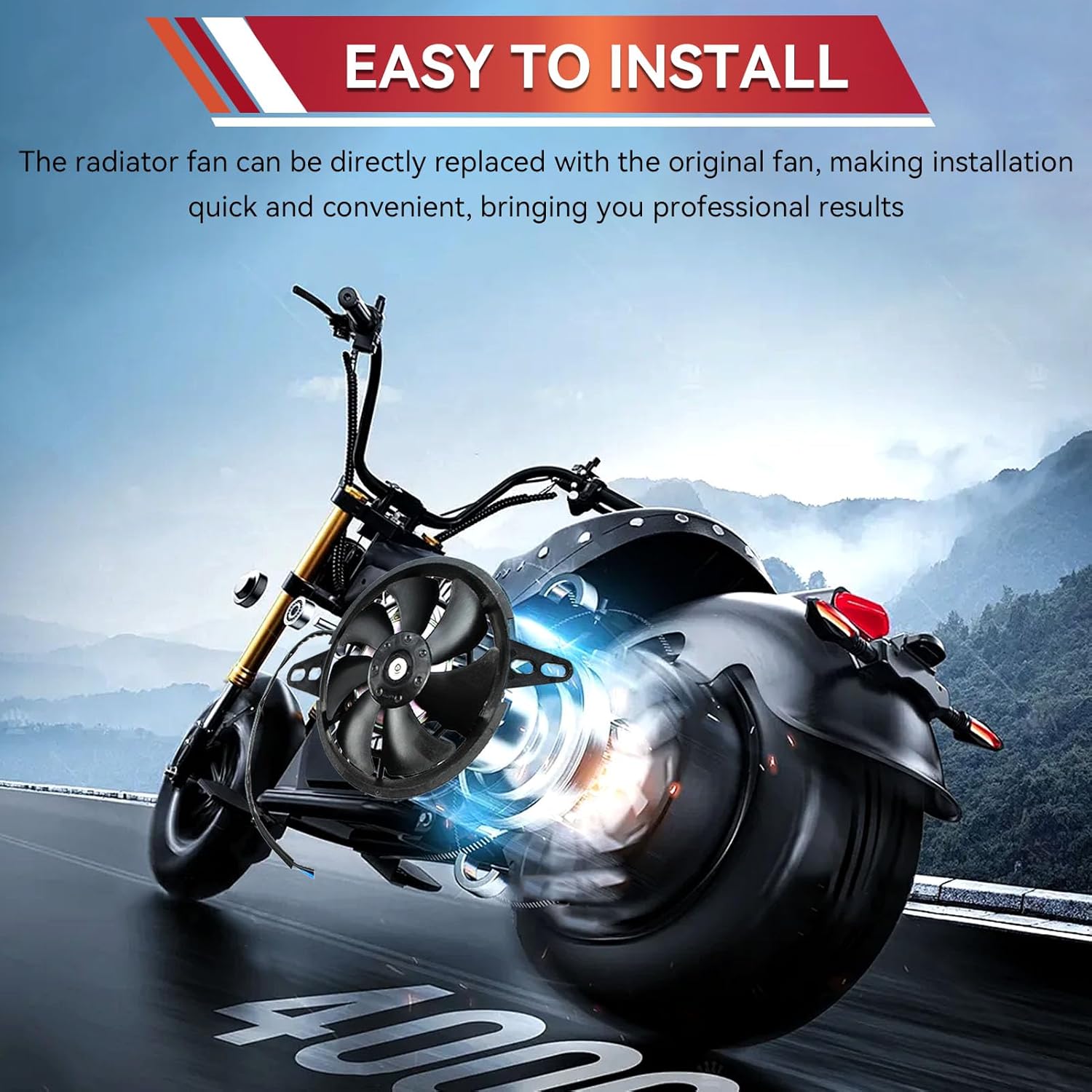 Motorcycle Radiator Cooling Fan, Motorcycle Oil Cooler Water Cooler Electric Cooling Fan for Honda Yamaha Kawasaki Suzuki ATV Motorcycle Dirt Bike Motocross 150-250cc, 4 inch