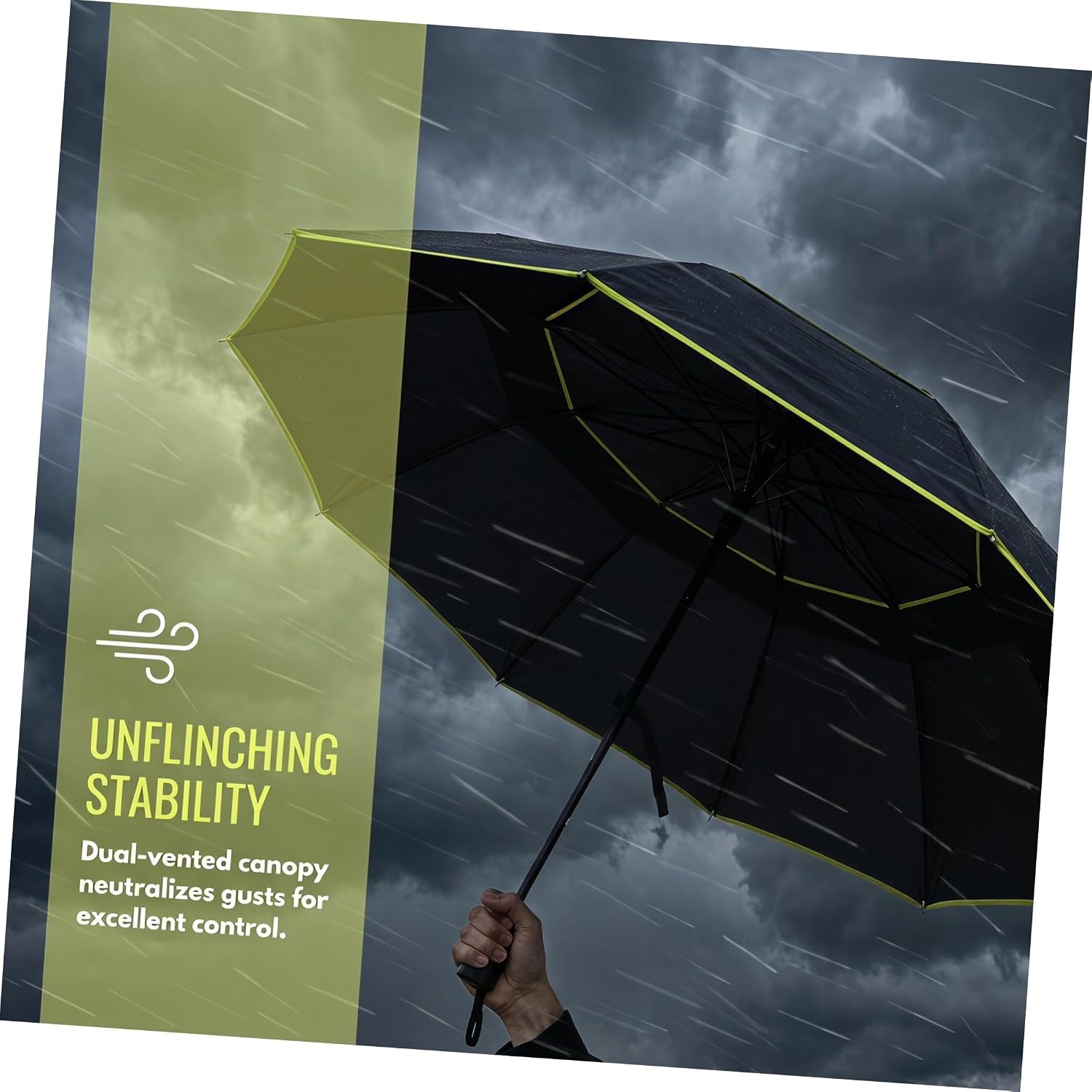 VICASKY Umbrella and 10-rib Iron Frame with Double Layer Reinforced Vented Canopy Folding Extra Large Windproof and Stable Design Golf for Golf Bag Cart