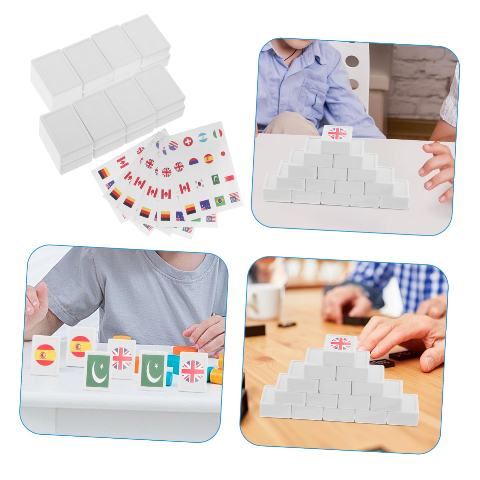 Hemobllo Set Mahjong Tessere Adesivi Bandiere Nazionali in Plastica Resistente, Gioco da Tavolo Educativo per Adulti e Famiglie, 65 Pezzi 30mm, per Viaggi e Momenti Ricreativi