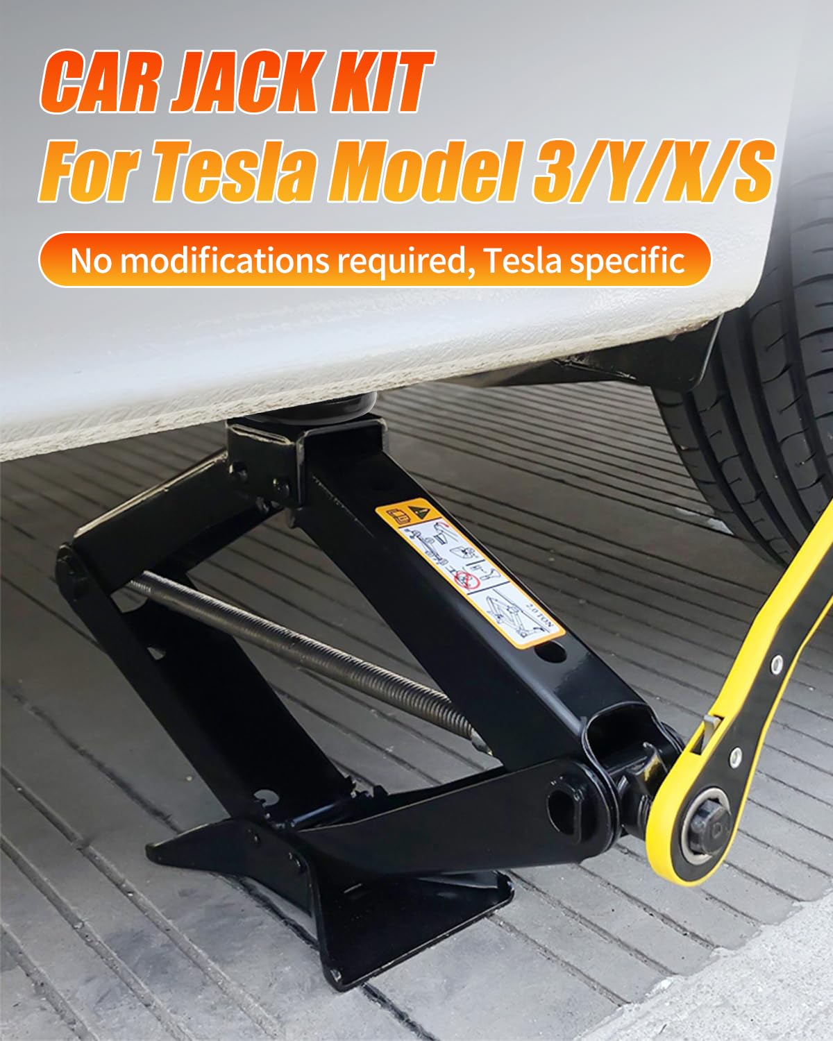 Gato hidráulico de tijera de 2,5 toneladas de capacidad, compatible con Tesla Model Y/3/S/X, kit de coche con manivela, carretilla elevadora/llave, kit de reparación de neumáticos de emergencia
