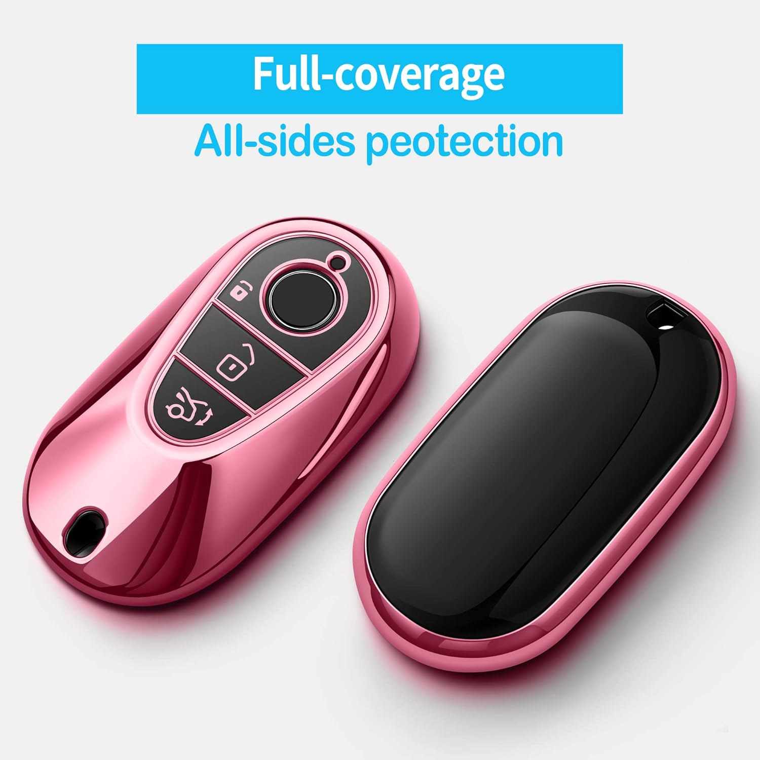 Autophone for Mercedes Benz Key Fob Cover with Keychain Soft TPU 360 Degree Protection Key Shell Case for 2020-2025 Mercedes Benz S-Class G-Class E-Class(Pink)… - Image 2
