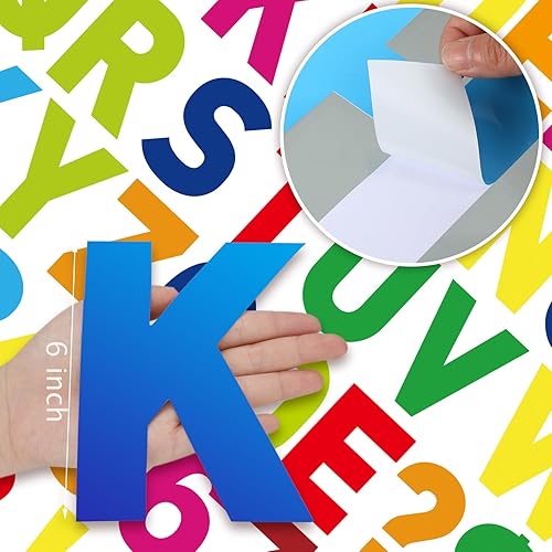 Vista 17 de Seajan 184 letras de vinilo grandes de 6 pulgadas, letras grandes del alfabeto, números y símbolos, autoadhesivas, extraíbles para aula, ventana