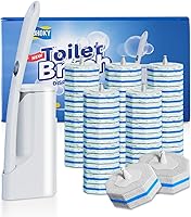 Hohoky Disposable Toilet Brush with 50 Refill Heads - Wall-Mount Wand Kit, Hygienic No-Touch Cleaner System
