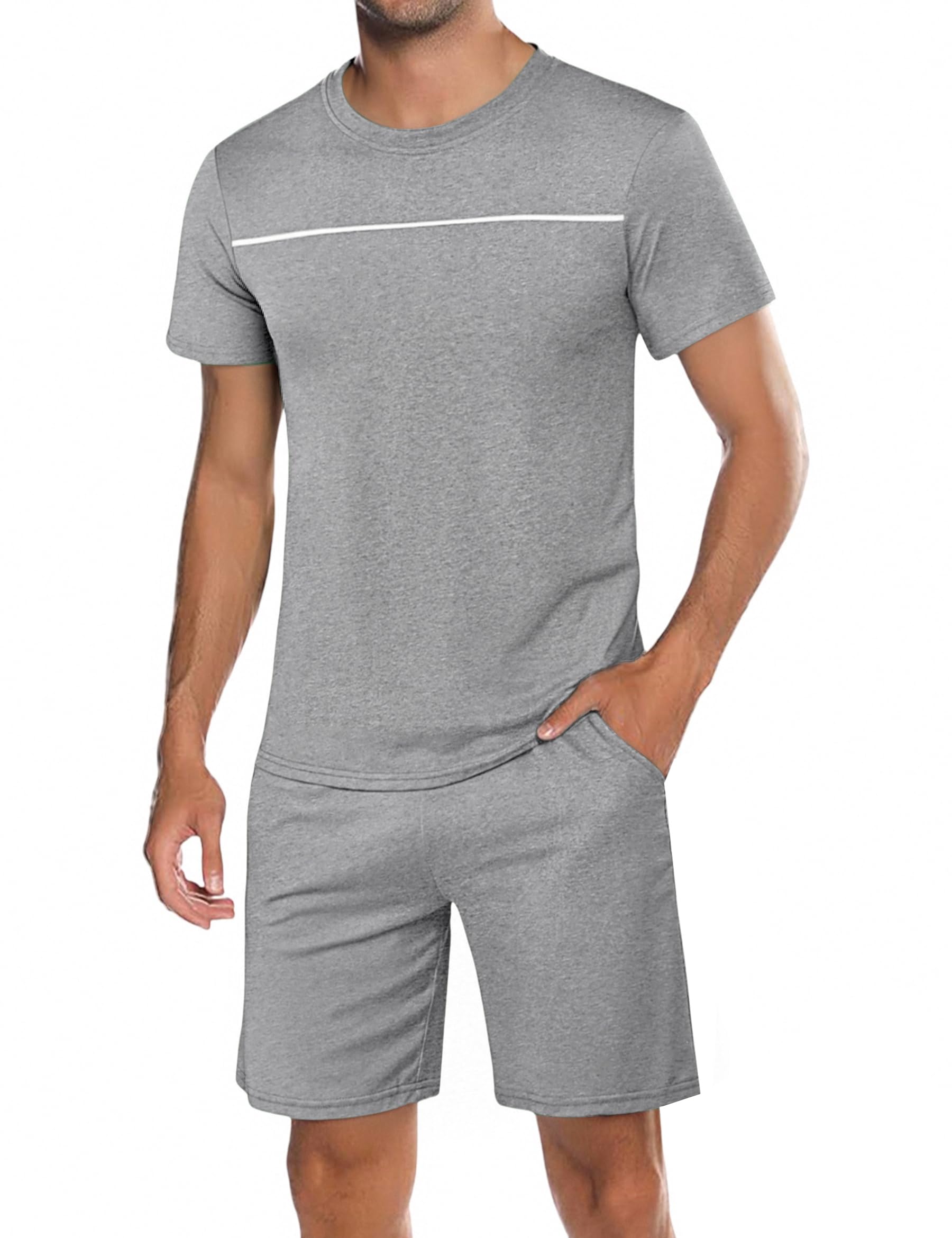 Marvmys Herenpyjama, kort, zomer, katoen, korte mouwen, tweedelige