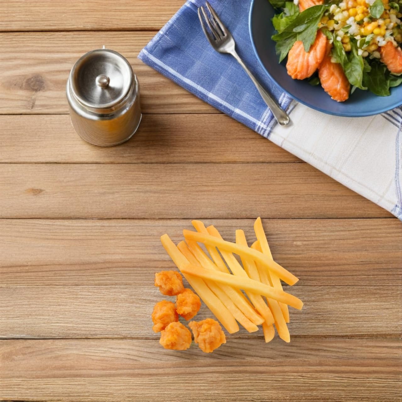 ERINGOGO – 15 Pièces Nourriture Frites Et Nuggets En PVC – Jouets D’Imitation Réalistes Pour Cuisine Enfant