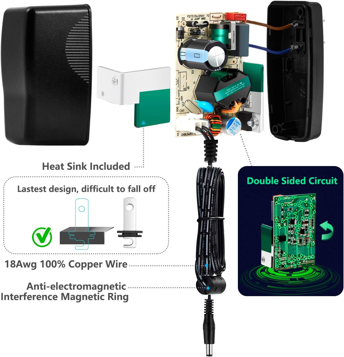 Chanzon 12V 2.5A 30W Power Supply AC DC Switching Adapter, 12 Volt 2.5 Amp AC/DC Wall Wart Converter Transformer, 100-240v 50 60HZ Input with 12vdc 2500ma Output