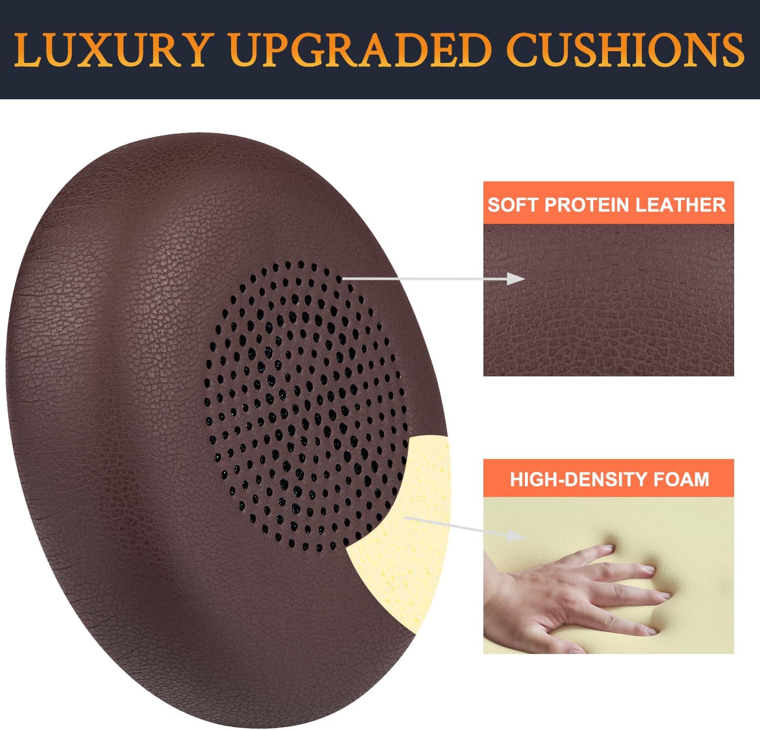 SOULWIT Earpads Replacement for Jabra Evolve2 65 (Evolve 2 65MS 65UC MS UC)/Evolve2 40 (40UC 40MS USB)/Elite 45h On-Ear Wireless Headset, Ear Pads Cushions with Softer Protein Leather - Dark Coffee - Image 3