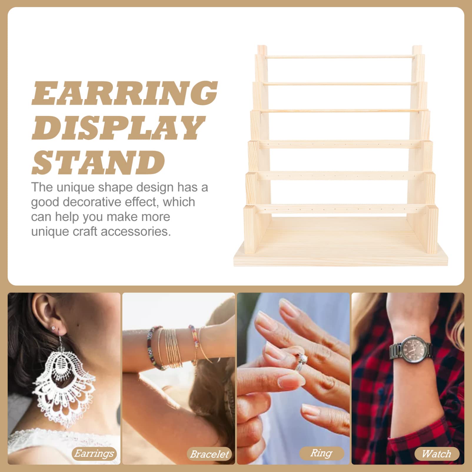 Healvian Présentoir à Bijoux Bois Support Colliers Bracelets Boucles Oreilles Organisateur Plateau De Rangement Pour Bijoux Coiffeuse Plan De Travail