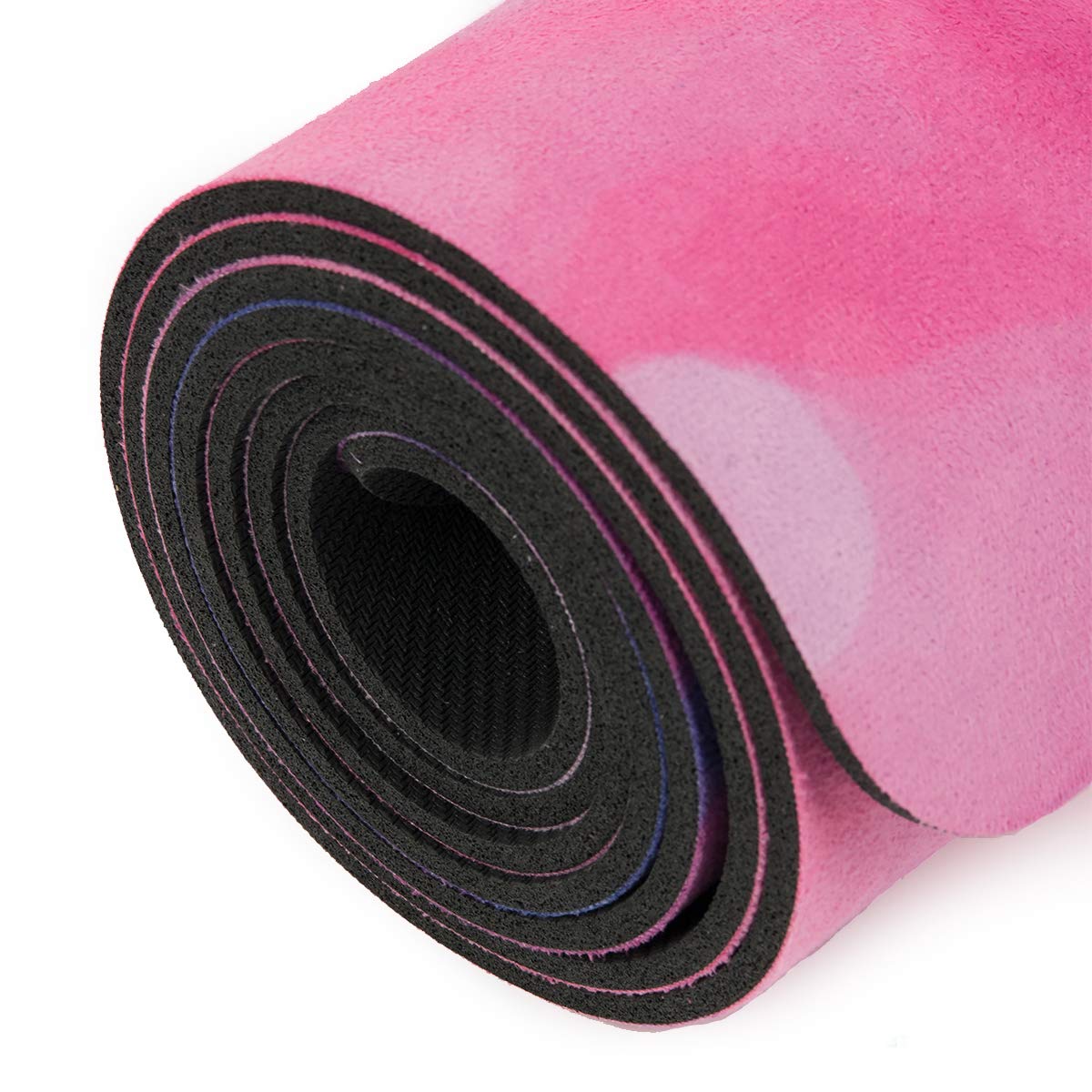 Yoga Studio Tapis de yoga en microfibre et daim végétalien – 183 cm x 60 cm, 4 mm Tapis de yoga en caoutchouc naturel pour yoga électrique, yoga chaud, tapis de yoga sans silicone (marbre rose)