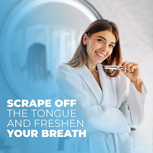 Miniatura 8 de HOKIN Raspador de lengua para adultos con estuches de viaje (paquete de 2 piezas de cuidado bucal)  Limpiadores de lengua en forma de cuchara 100%