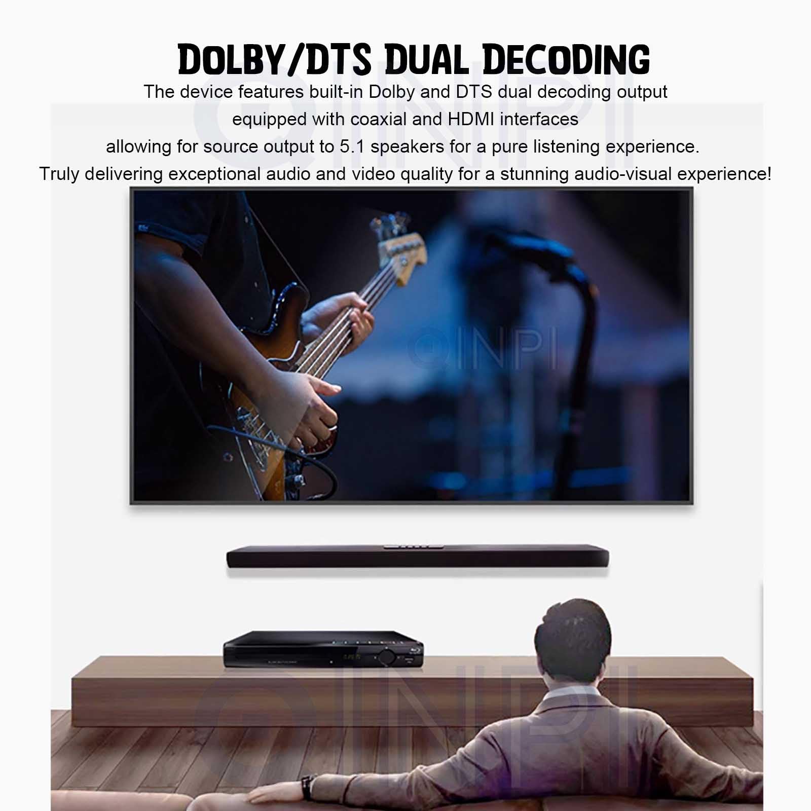 Reproductor de DVD HDMI, Reproductor de DVD 1080P sin región, para TV, con Cable HDMI, Control Remoto, Entrada USB, Compatible con reproducción de BLU-Ray, DVD, CD y VCD