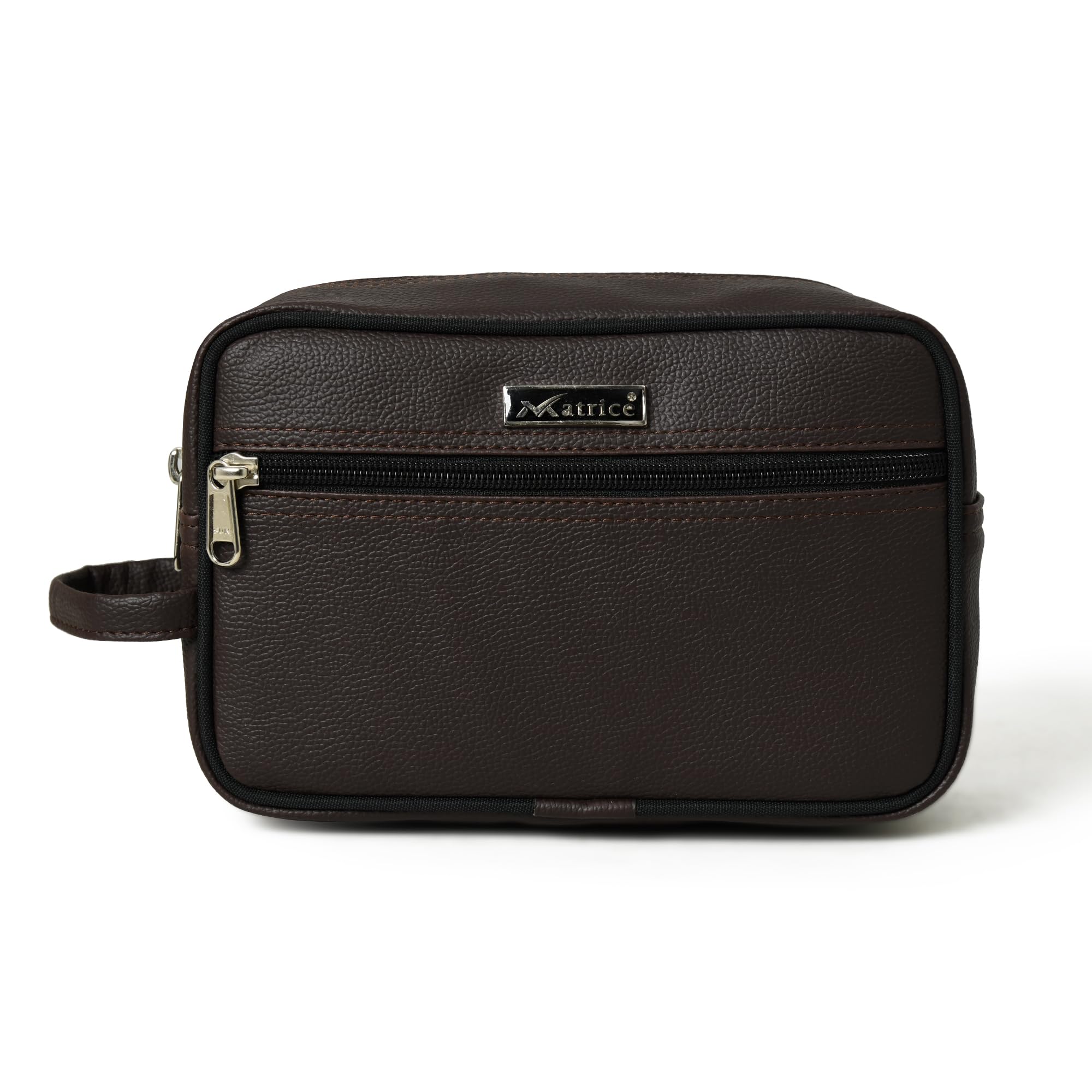 MATRICEFaux Vegan leather Men's Multipurpose Travel Pouch Wrist Hand bag for Cash Money Carrying Purpose Document Carry Clutch Shop Bag (0809-Brown)