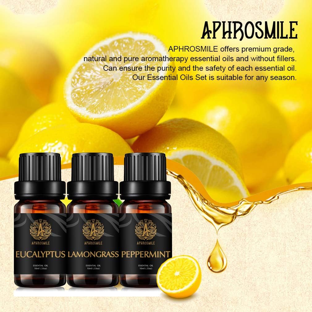 100% Pure Scented Oils, Therapeutic-Grade Aromatherapy Essential Oils Set, Peppermint Eucalyptus Lemongrass - Image 3