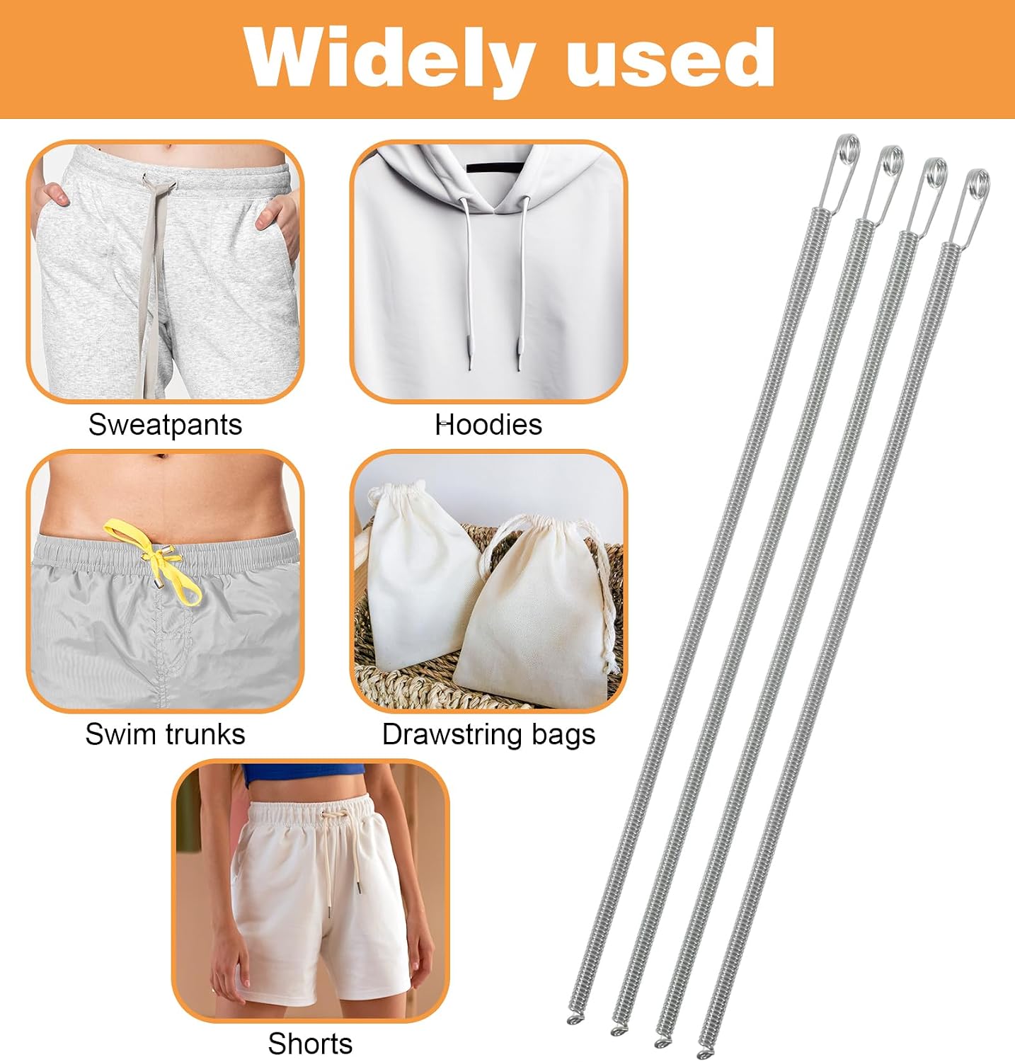 3 Pcs Hoodie String Threader, Spring Drawstring Threader Tool Drawstring Replacement for Sweatpants Hoodie, Elastic Rope Threaders Perfect for Clothing, Easy to Use
