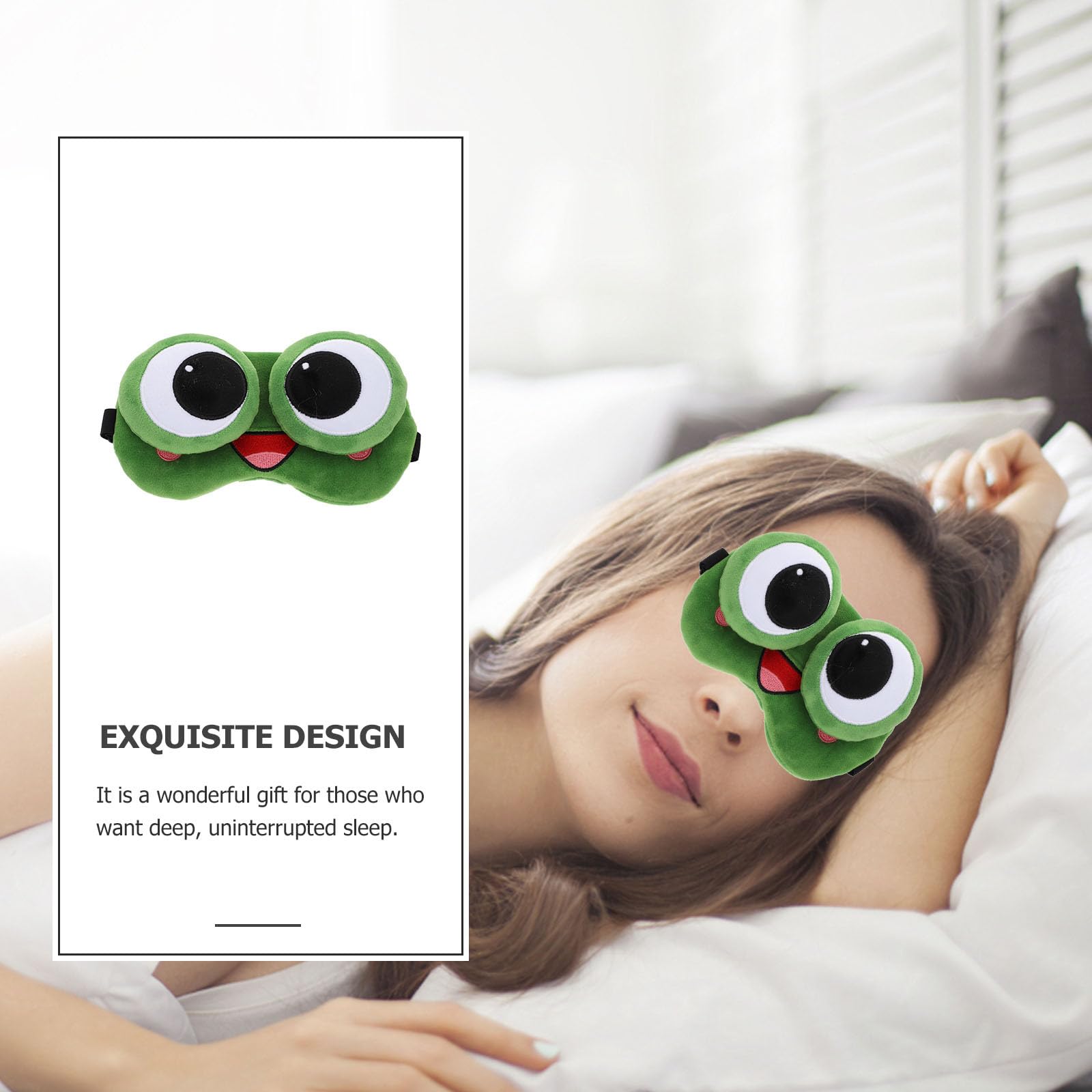 Maschera gli Occhi Gel a Forma di Rana in Peluche, Comoda e Antiscivolo, per Dormire Profondamente Durante Campeggio e Attività All'aperto