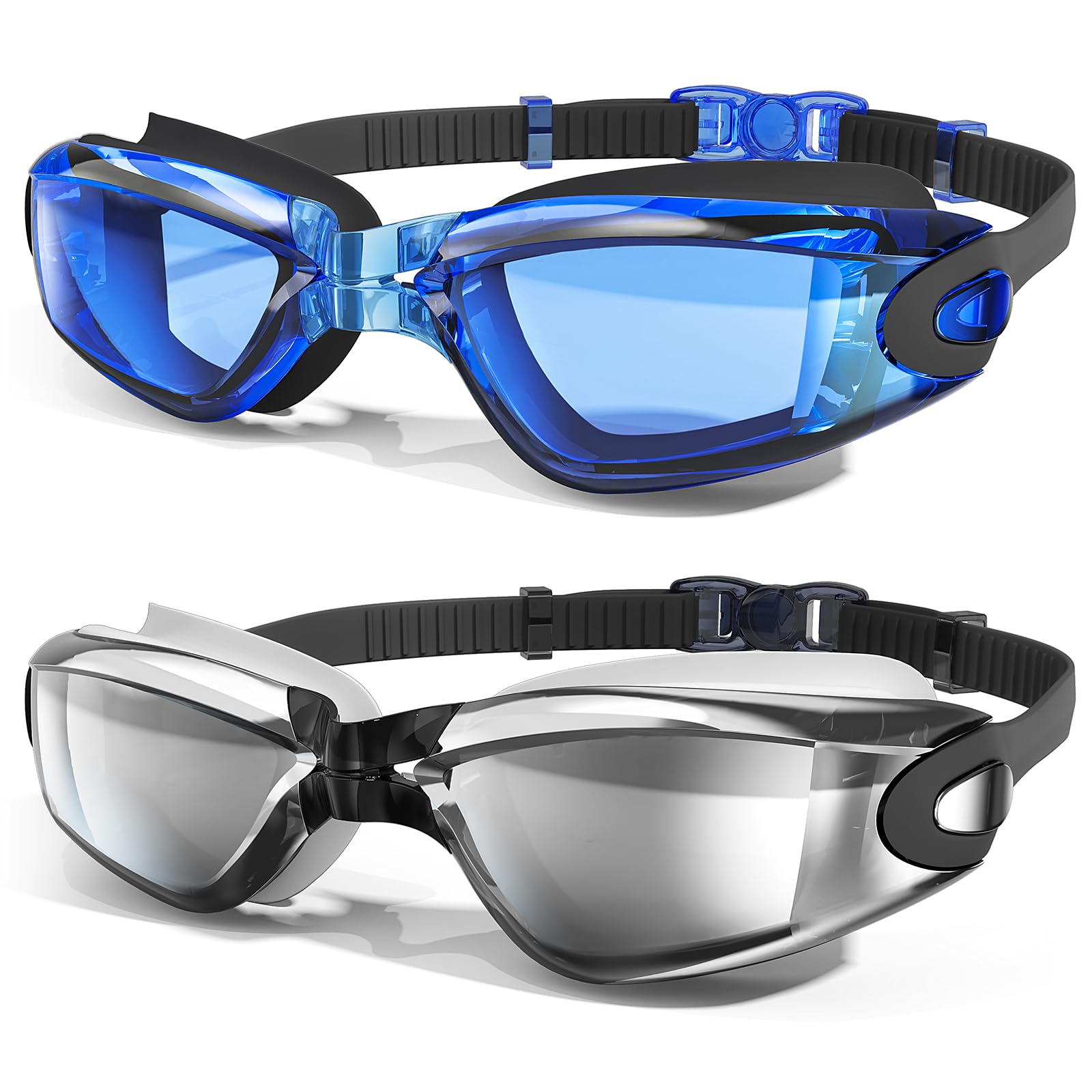 MAMBAOUT Gafas de natación, paquete de 2 gafas de natación antivaho, sin fugas, protección UV para hombres, mujeres, adultos y jóvenes