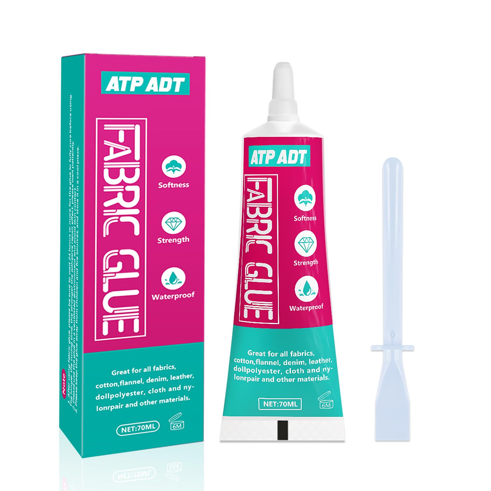 70 ml Fabric Glue, Permanent Fabric Sewing Adhesive Glue for All Fabrics, Cotton, Flannel, Denim, Polyester, Doll Repair, 24 Hours Dry and Waterproof