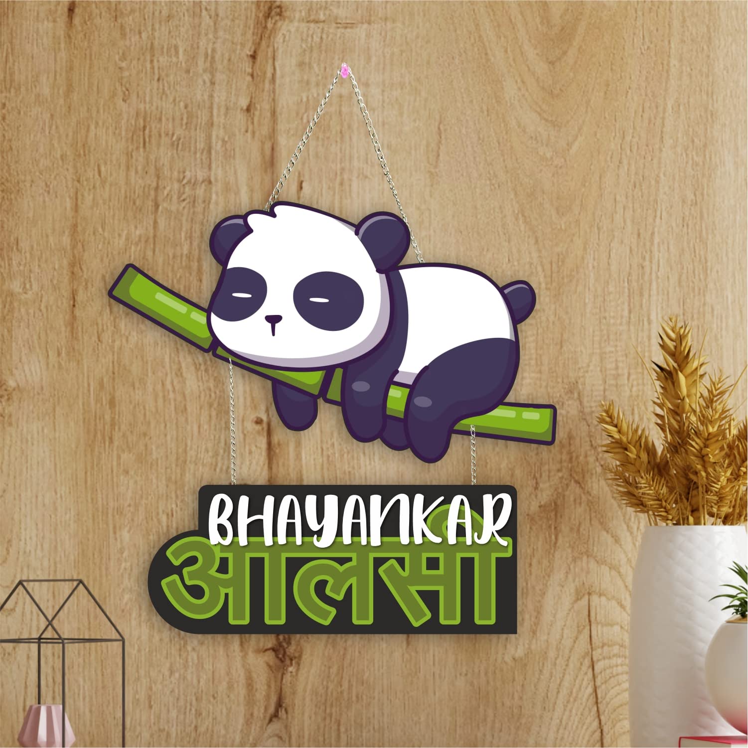 Nupur Studios “Aalsi Panda” Wall Decoration/Bedroom Hangings/Study Room/Home Decor/Feeling Vibes/Door Decoration/Lazy Quotes 1