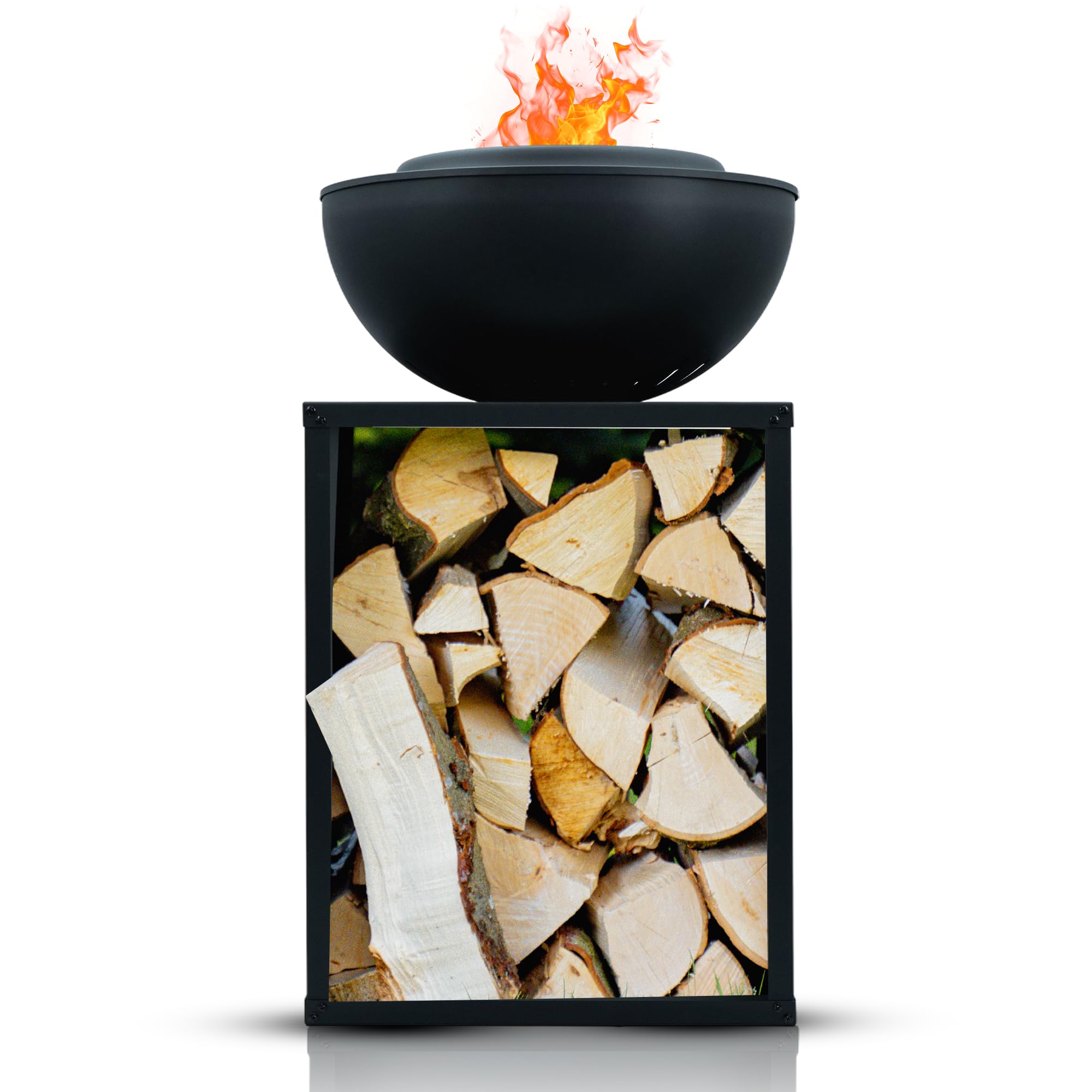 Feuerschale, Feuerstelle, 2 in 1, BBQ-Funktion, Raucharme Feuerkorb, Feuertonne, Holzofen, Deko Terrasse, Außenofen, Gartenkamin, Aufbewahrung, Firepit, Stahl, 58 × 58 × 85 cm, Edenflair