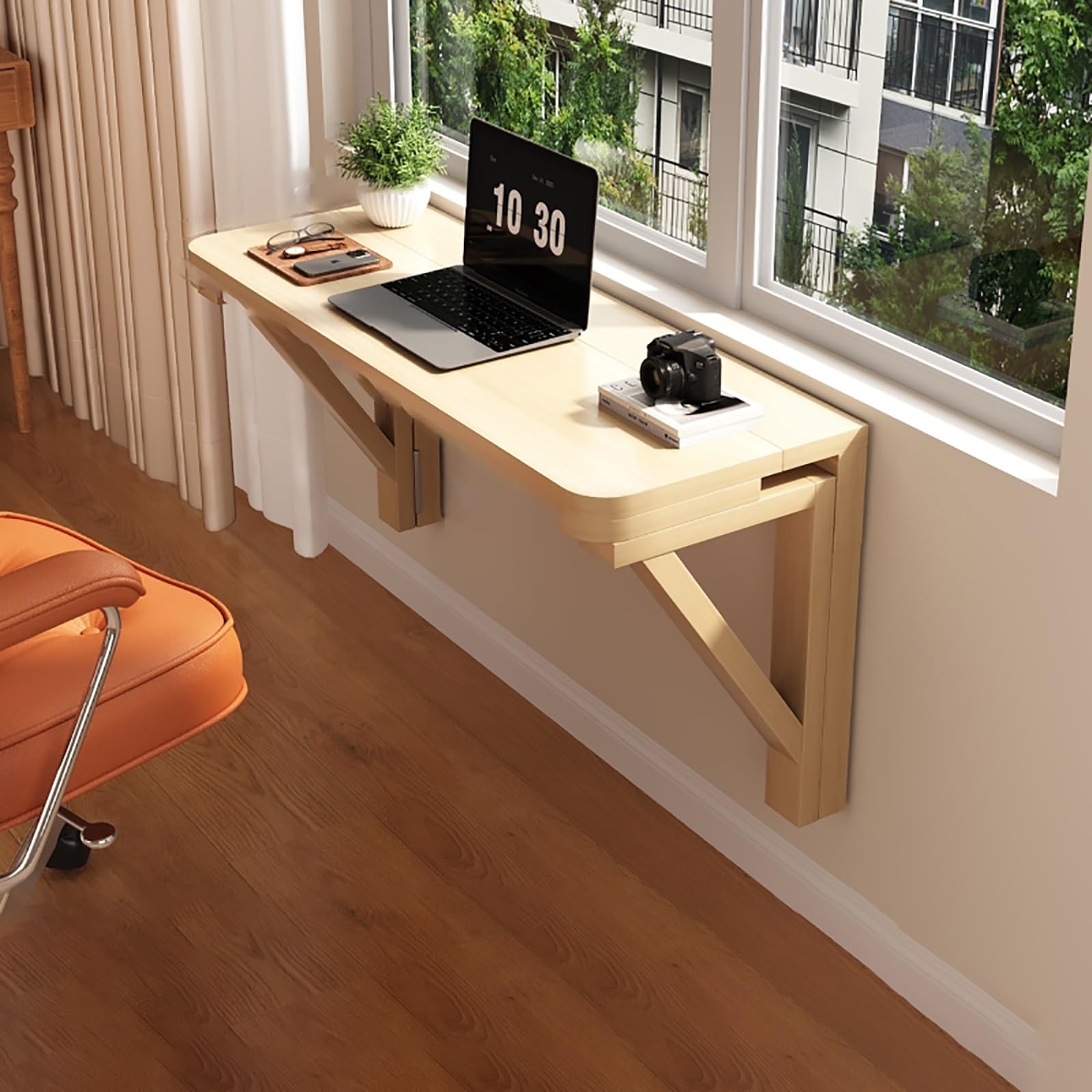 ZHANGGL Wall-Mounted Fold Down Table Space-Saving Drop-Leaf Workbench Small Folding Kitchen Dining Table Versatile Wall-Mounted Table for Laundry Room & Restaurant Use.